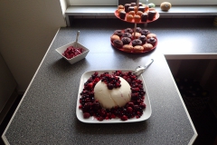 Joghurt-Bombe mit Früchten und Mini-Muffins