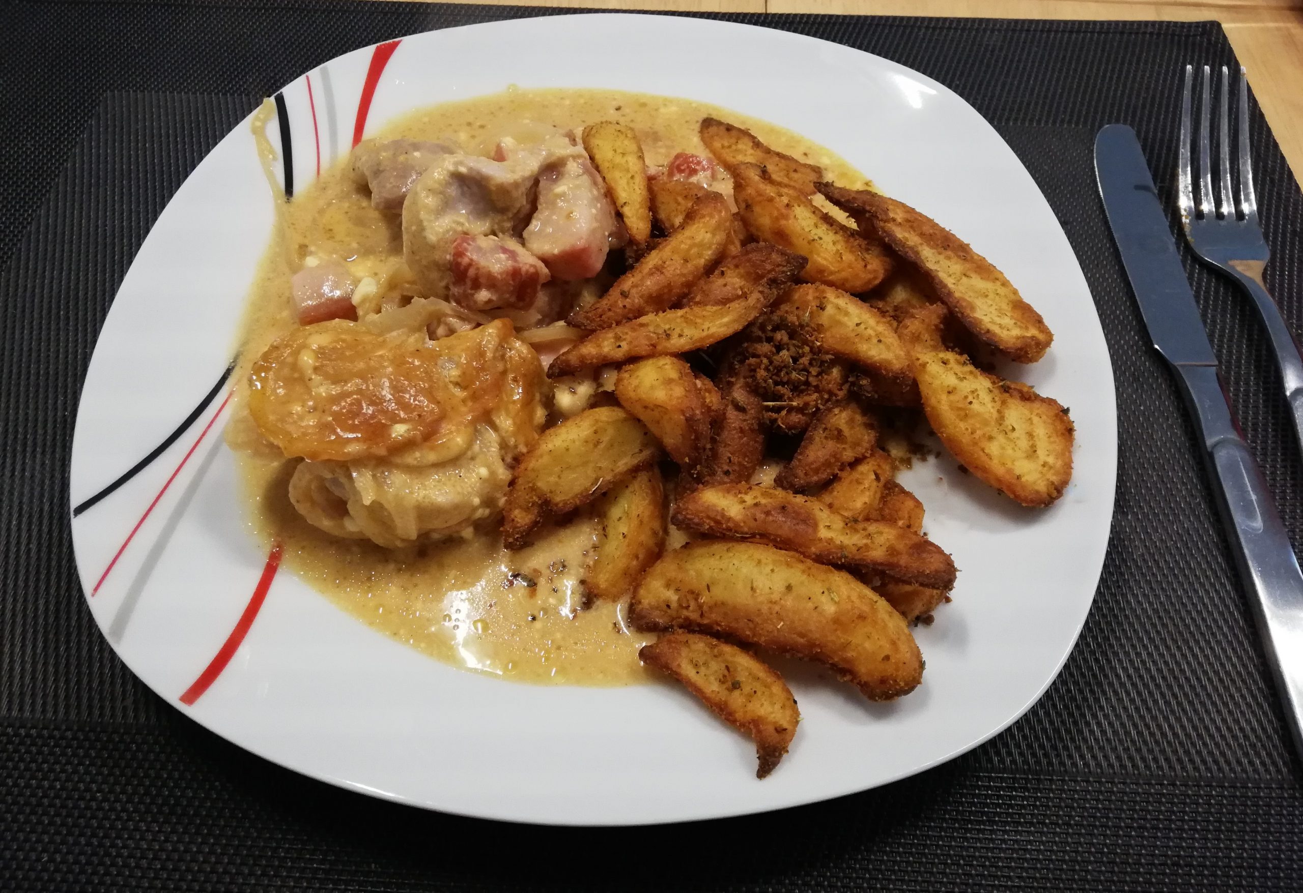 Lende mit Currysoße im Römertopf